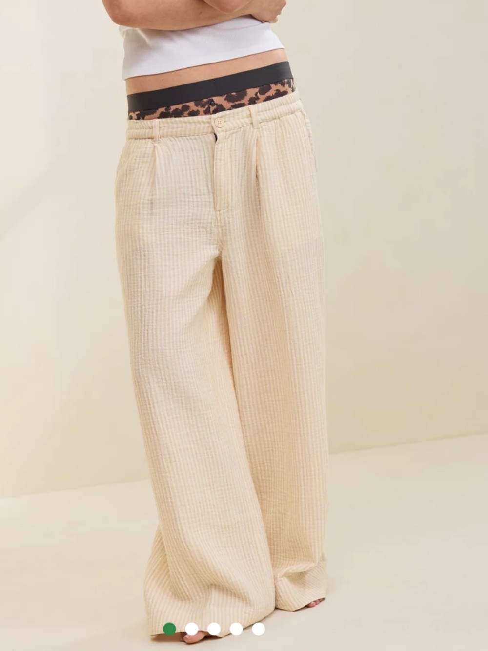 Aerie • Daybreak Cotton Trouser in Sandalwood Stripe‎